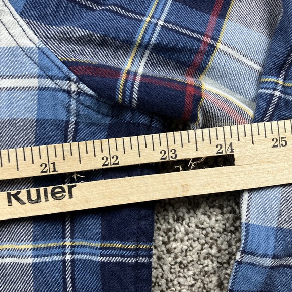 Lucky Brand Shirt Mens Large Flannel Plaid Pearl Snap Saturday Stretch Western - Picture 6 of 9